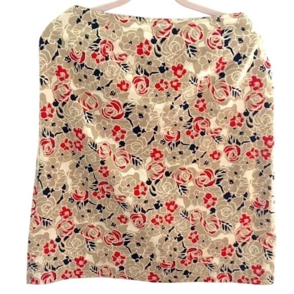 G.H. Bass Floral Midi Pencil Skirt 12 Cotton Cottagecore Preppy Botanical Retro